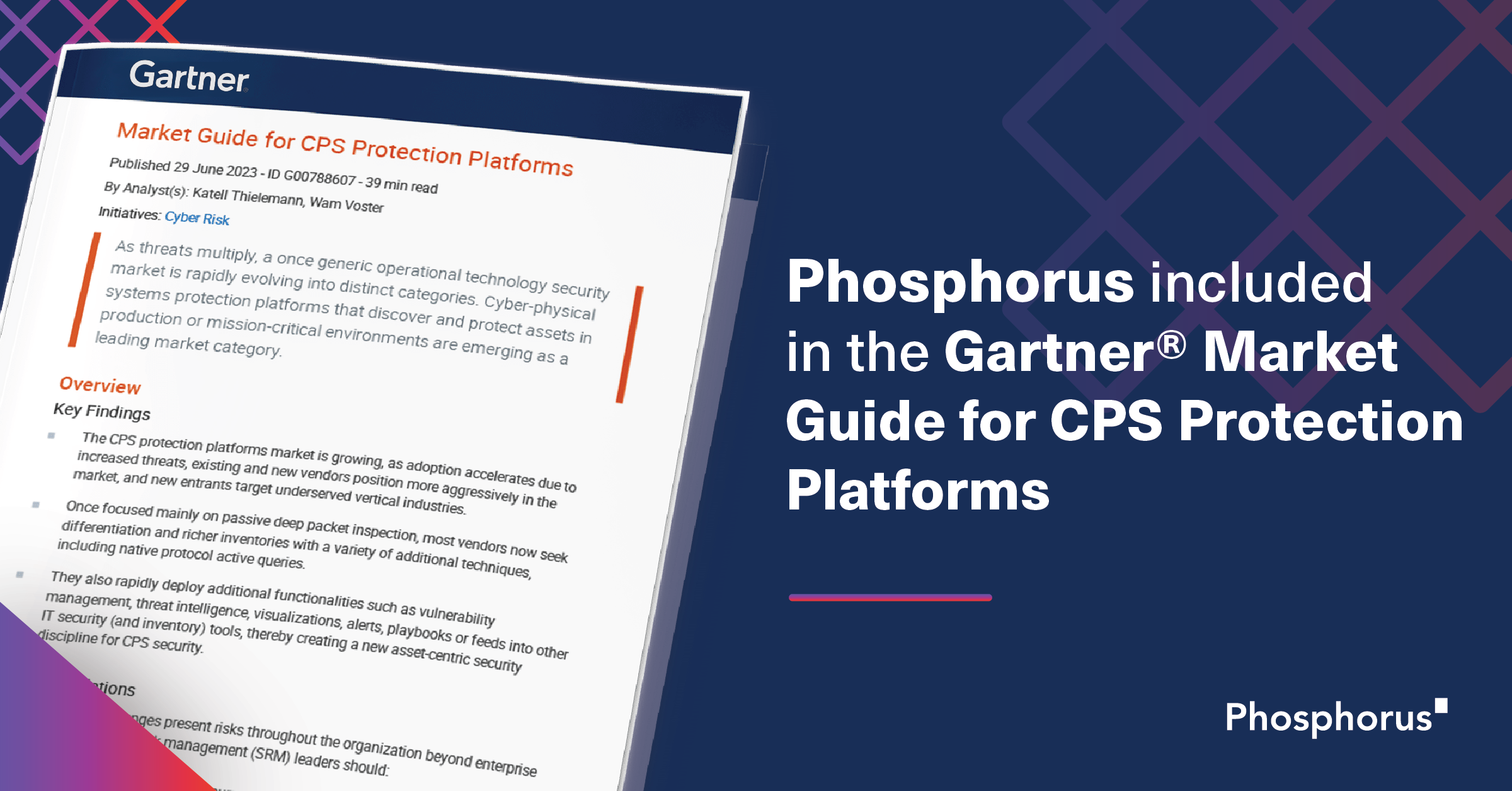 Phosphorus Included in the 2023 Gartner® Market Guide for CPS Protection Platforms for its Unified xIoT Security Management Platform