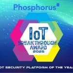 The IoT Breakthrough Awards badge with the Phosphorus logo and winning category