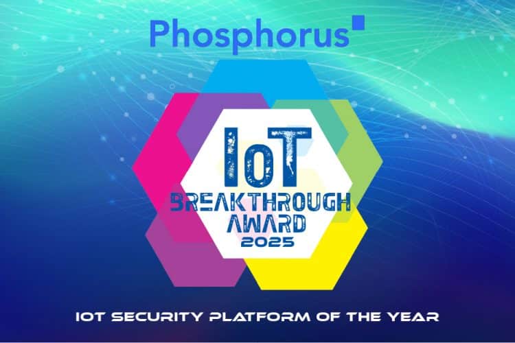 The IoT Breakthrough Awards badge with the Phosphorus logo and winning category