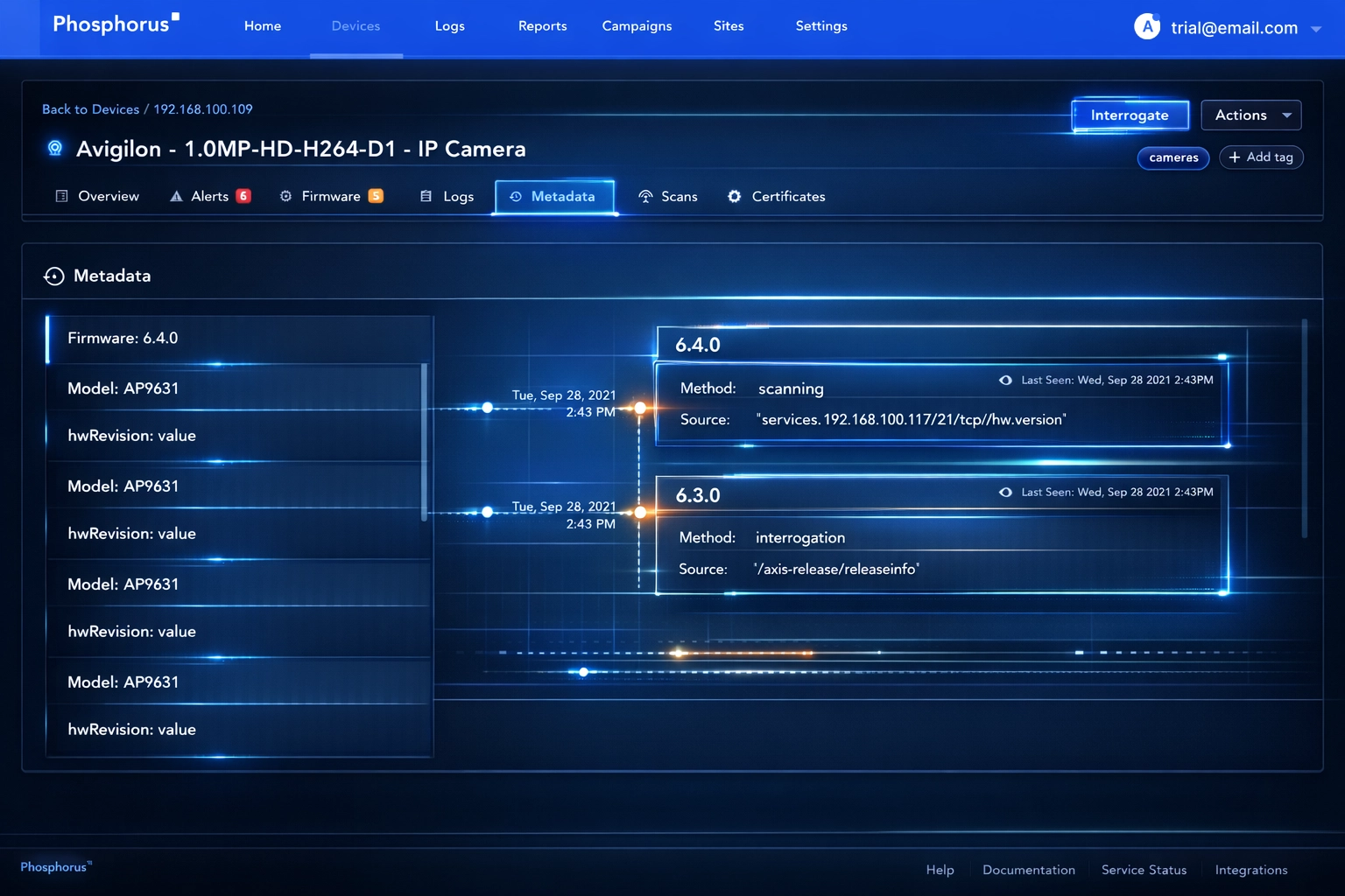 Phosphorus device provenance view