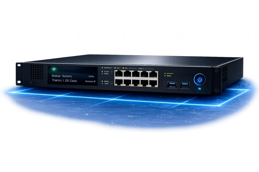 Secure network appliance on glowing platform